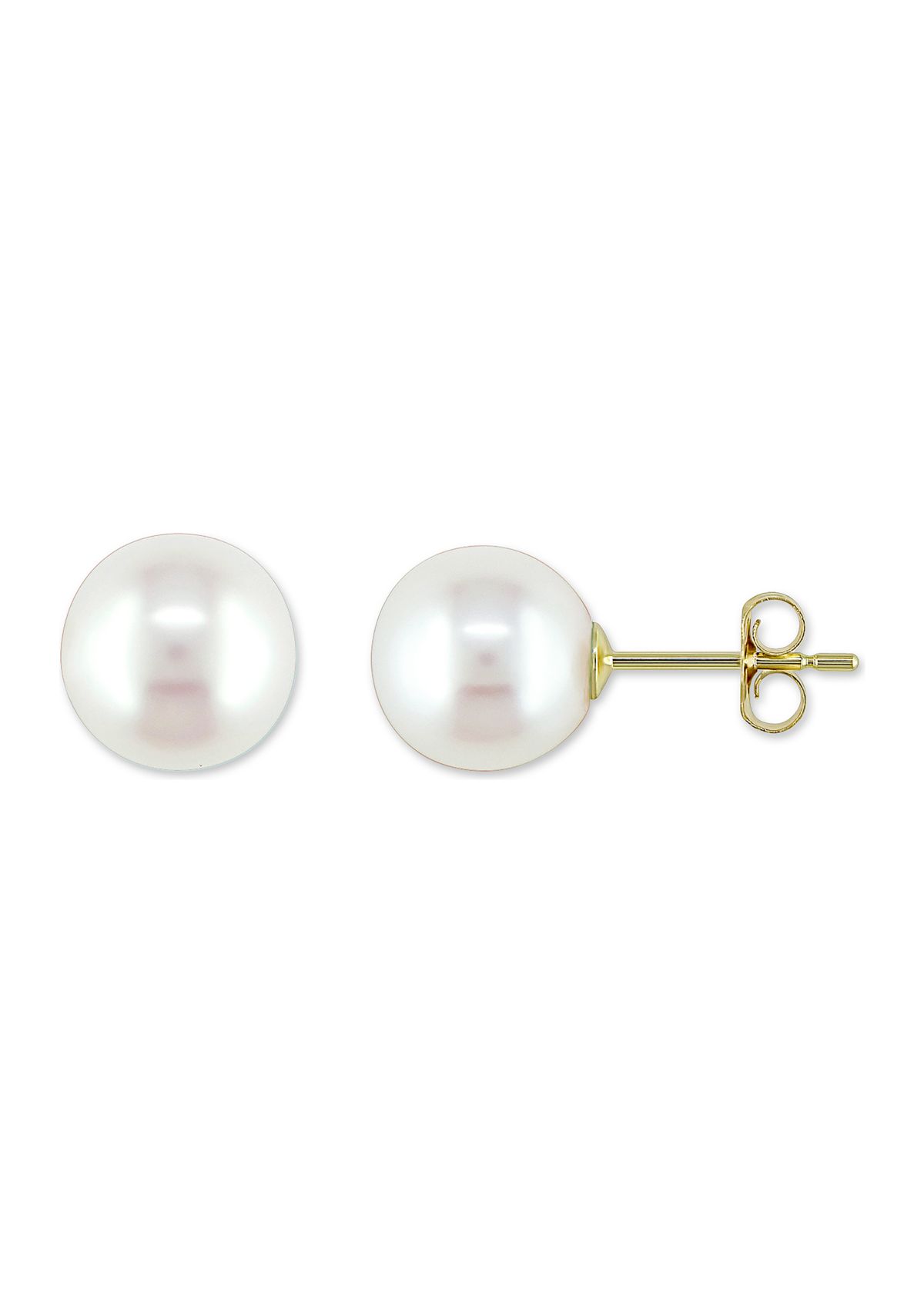 8-8.5 Millimeter Cultured Freshwater Pearl Stud Earrings in 10k Yellow Gold