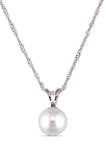 6.5-7M Millimeter Cultured Freshwater Pearl Solitaire Pendant with Chain in 14k White Gold