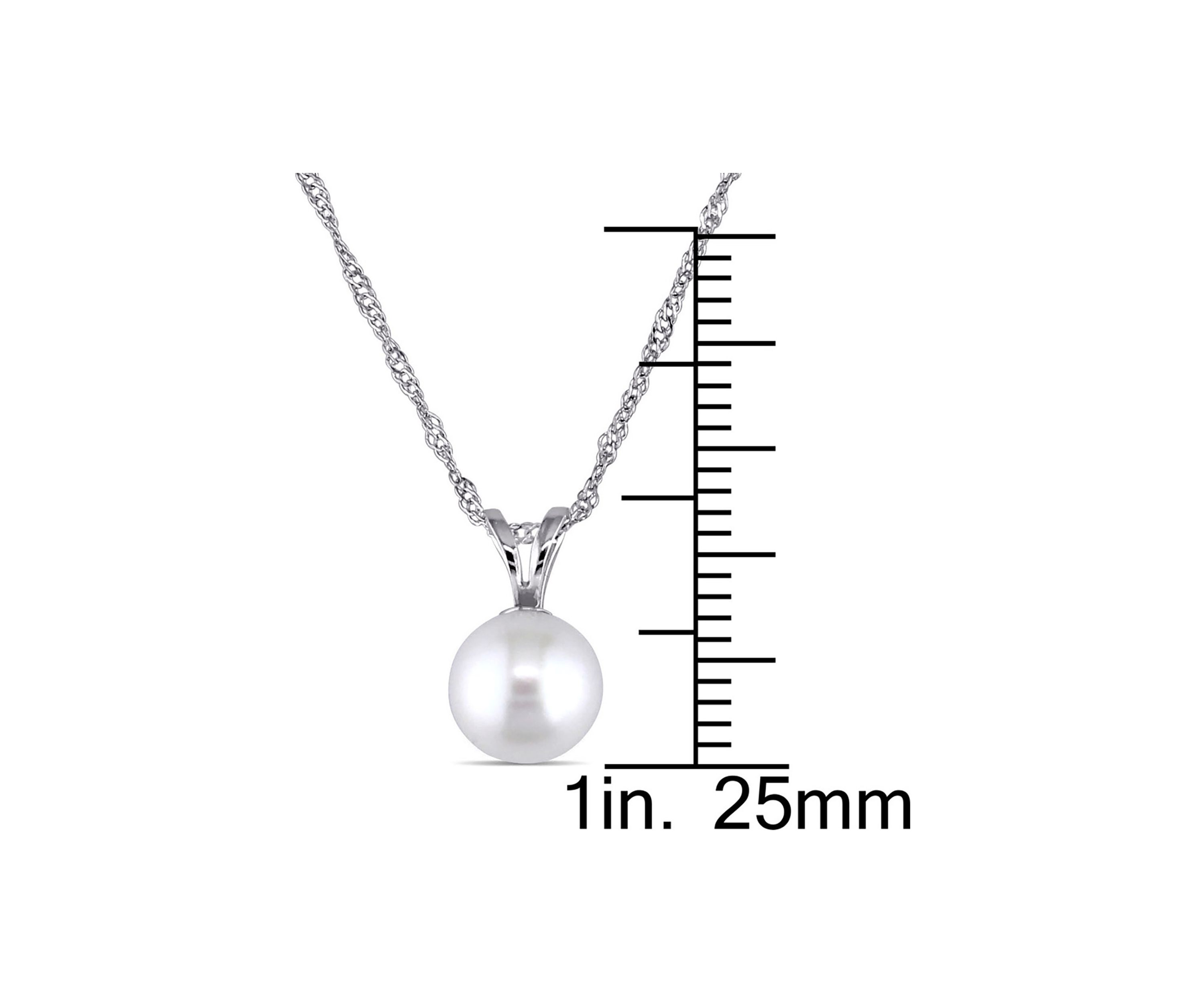 6.5-7M Millimeter Cultured Freshwater Pearl Solitaire Pendant with Chain in 14k White Gold