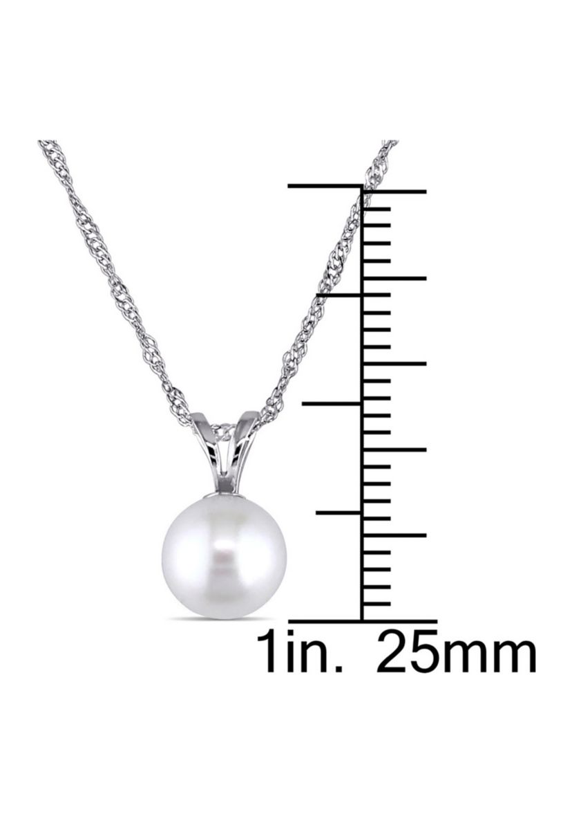 6.5-7M Millimeter Cultured Freshwater Pearl Solitaire Pendant with Chain in 14k White Gold