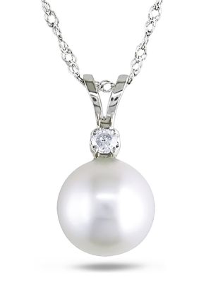 Belk & Co. 7-7.5 Millimeter Cultured Freshwater Pearl and Diamond ...