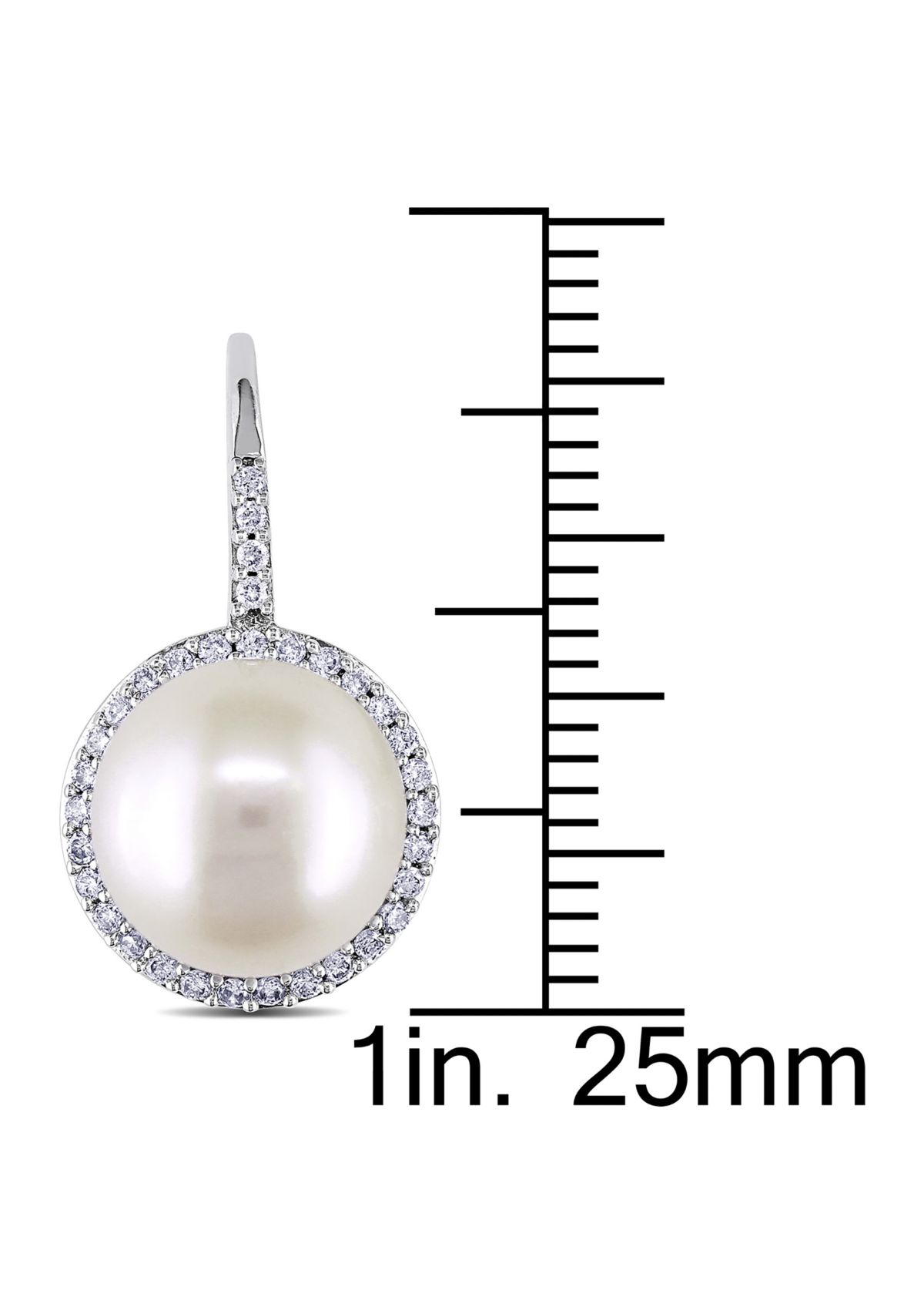 9.5-10 Millimeter Cultured Freshwater Pearl and 1/3 ct. t.w. Diamond Halo Earrings in 14k White Gold