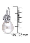 10-10.5 Millimeter South Sea Cultured Pearl and 1/4 ct. t.w. Diamond Floral Drop Earrings in 14k White Gold