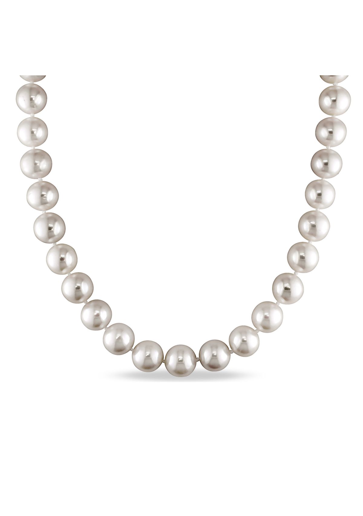 9.5-10.5 Millimeter Cultured Freshwater Pearl Strand Necklace with 14k White Gold and Diamond Clasp