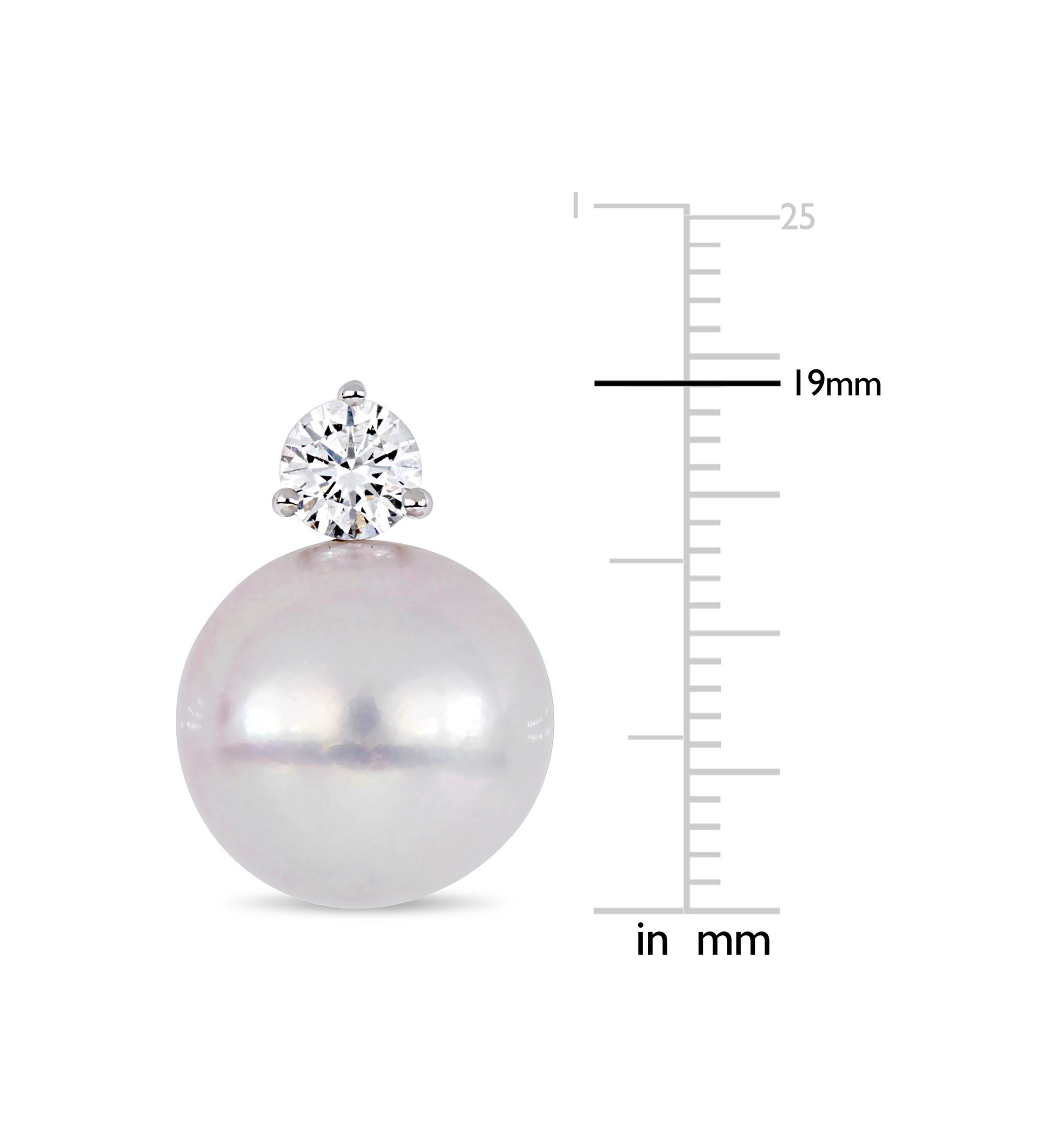 13-14 Millimeter Cultured Freshwater Pearl and 1 ct. t.w. Diamond Stud Earrings in 18k White Gold
