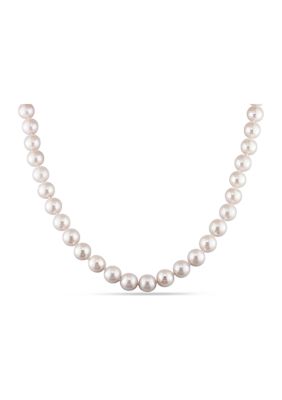 Belk & Co 7-7.5 Millimeter Cultured Freshwater Pearl Necklace with 14k Yellow Gold Fisheye Clasp