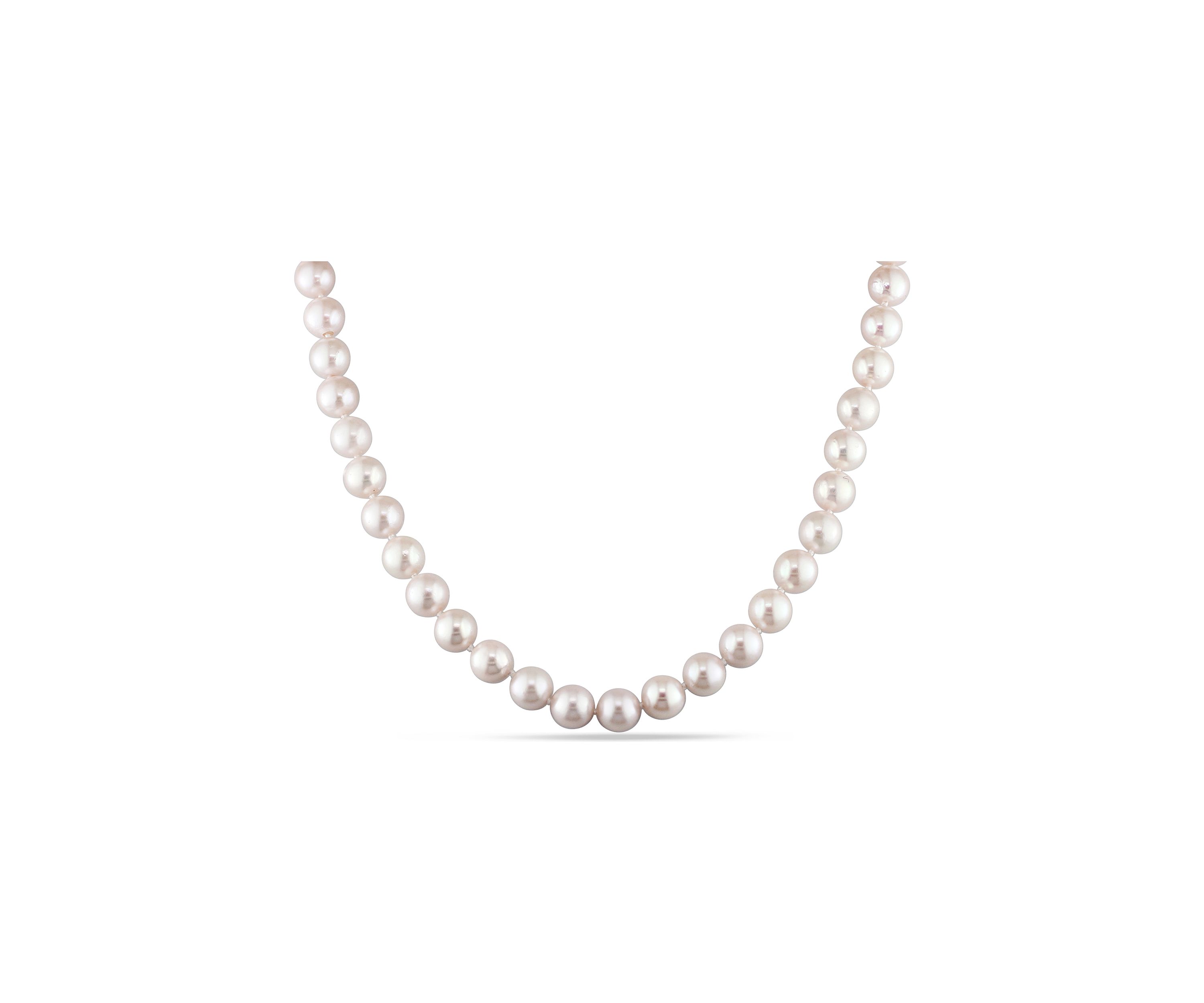 7-7.5 Millimeter Cultured Freshwater Pearl Necklace with 14k Yellow Gold Fisheye Clasp
