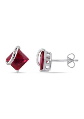 Belk & Co 2.33 ct. t.w. Created Ruby Square Stud Earrings in 10k White Gold