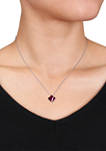 3 ct. t.w. Created Ruby Square Solitaire Pendant with Chain in 10k White Gold