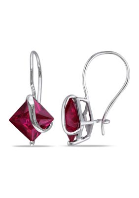 Belk & Co 3.37 ct. t.w. Created Ruby Square Earrings in 10k White Gold