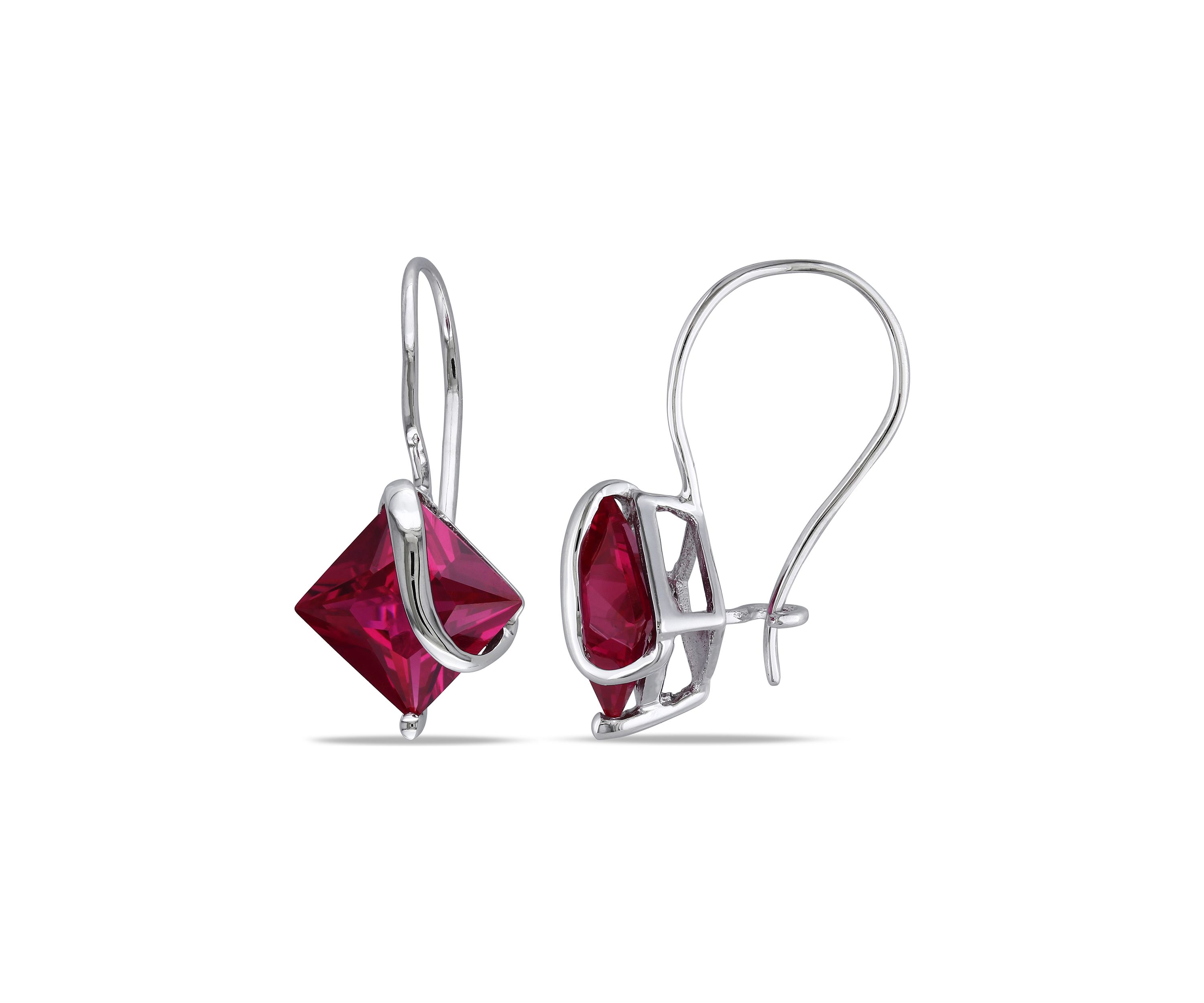 3.37 ct. t.w. Created Ruby Square Earrings in 10k White Gold