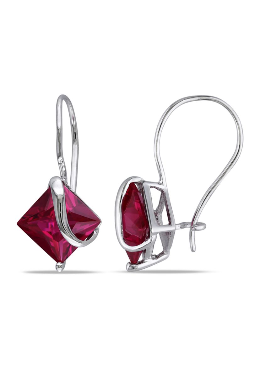3.37 ct. t.w. Created Ruby Square Earrings in 10k White Gold