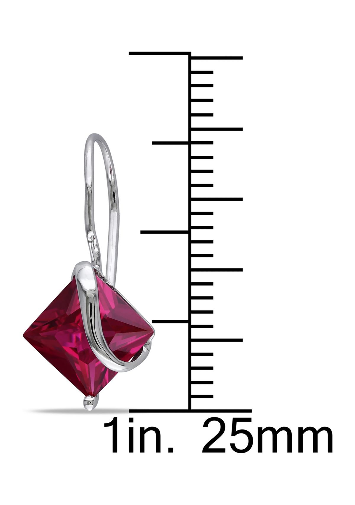 3.37 ct. t.w. Created Ruby Square Earrings in 10k White Gold