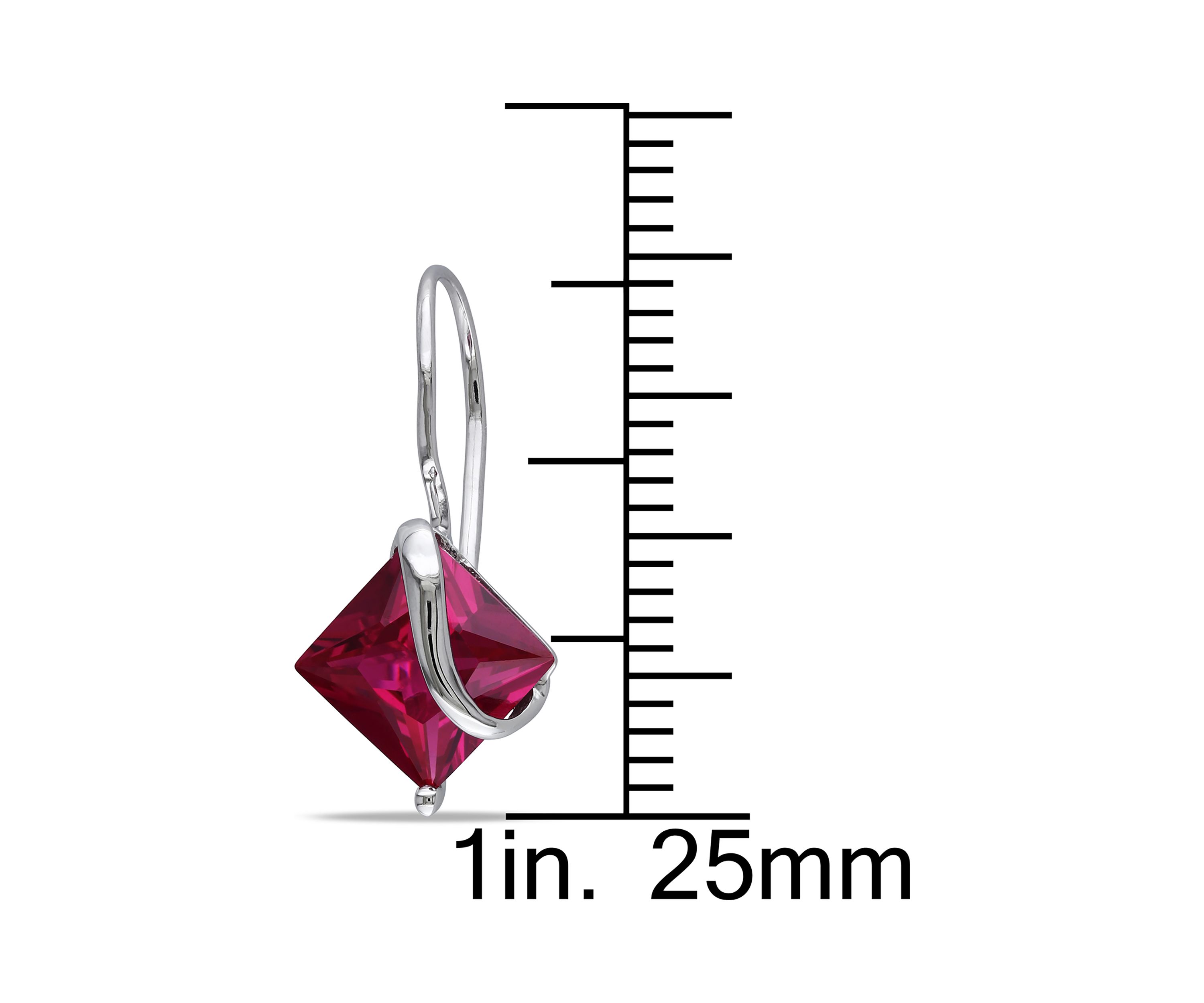 3.37 ct. t.w. Created Ruby Square Earrings in 10k White Gold