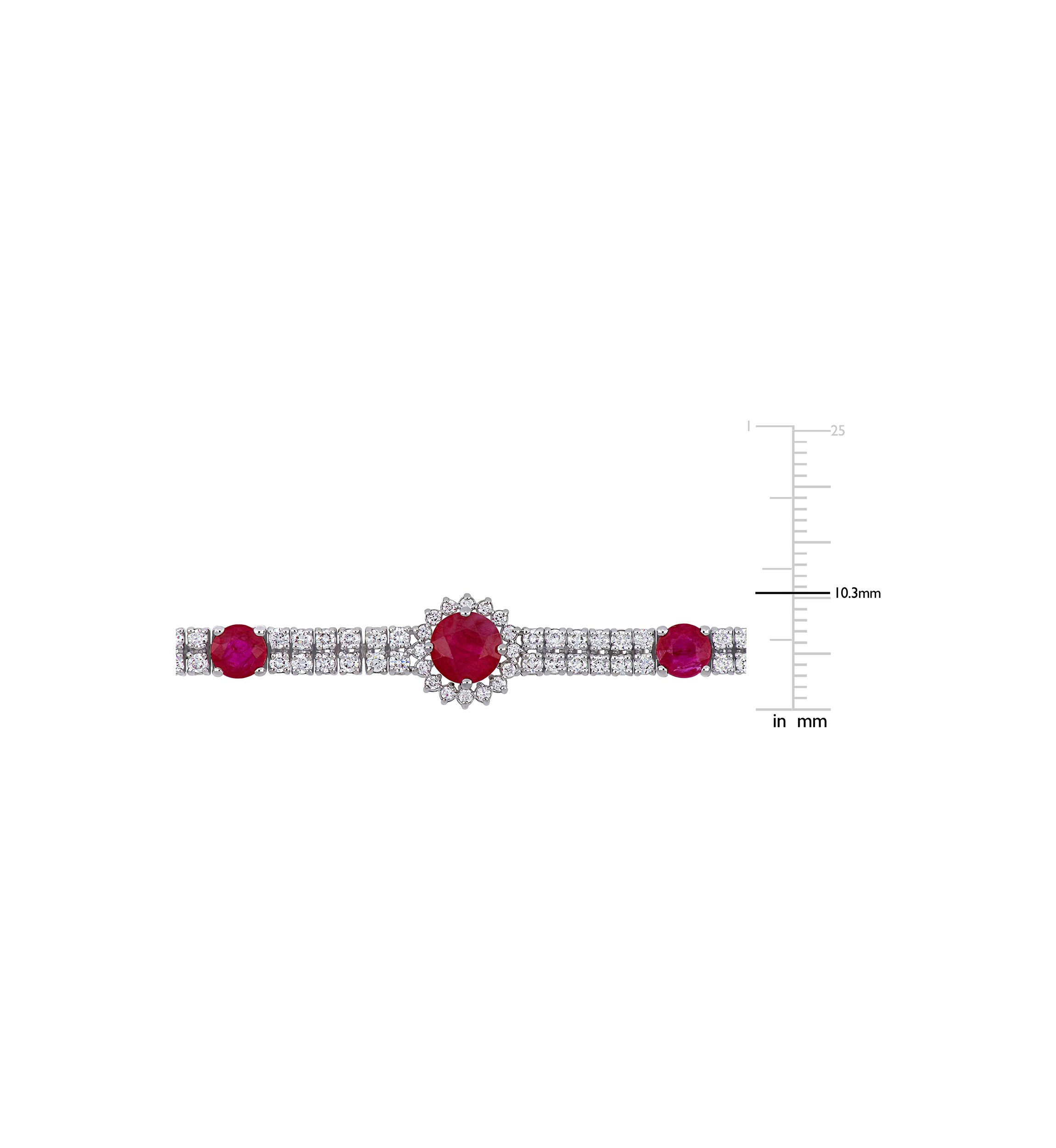 3.4 ct. t.w. Ruby and 3 ct. t.w. Diamond Station Bracelet in 14k White Gold