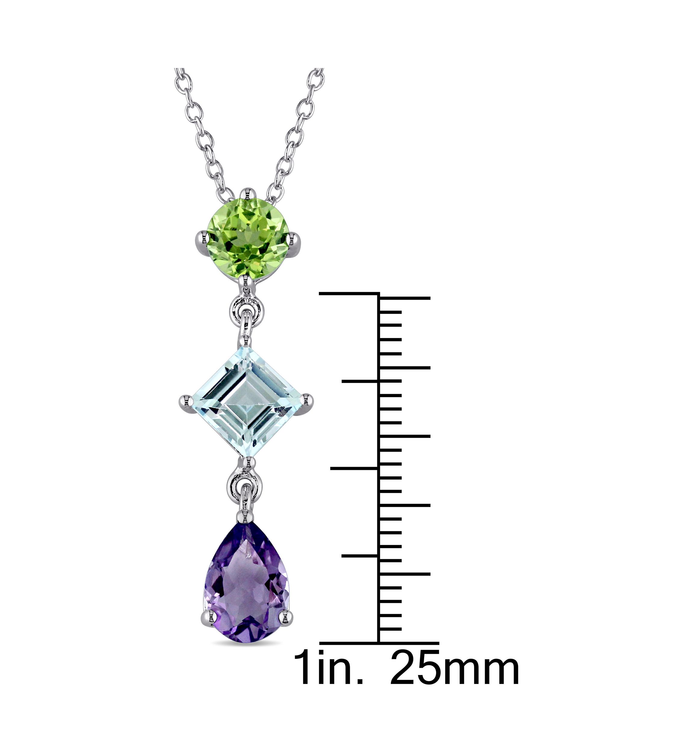 3.12 ct. t.w. Multi Gemstone Drop Pendant With Chain In Sterling Silver