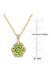 1.5 ct. t.w. Peridot and Diamond-Accent Floral Pendant With Chain In 14K Yellow Gold