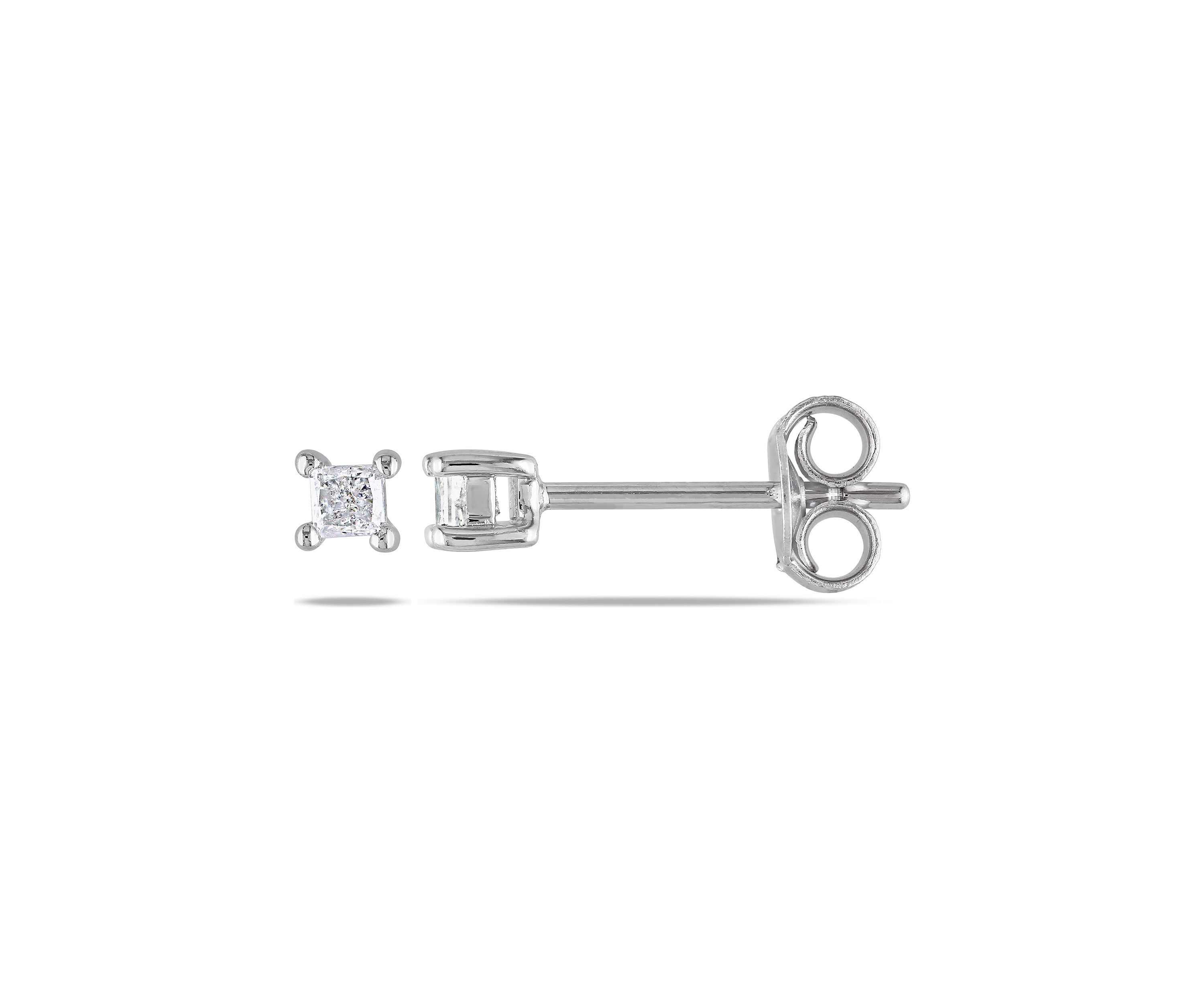 1/6 ct. t.w. Diamond Princess-Cut Solitaire Stud Earrings In Sterling Silver