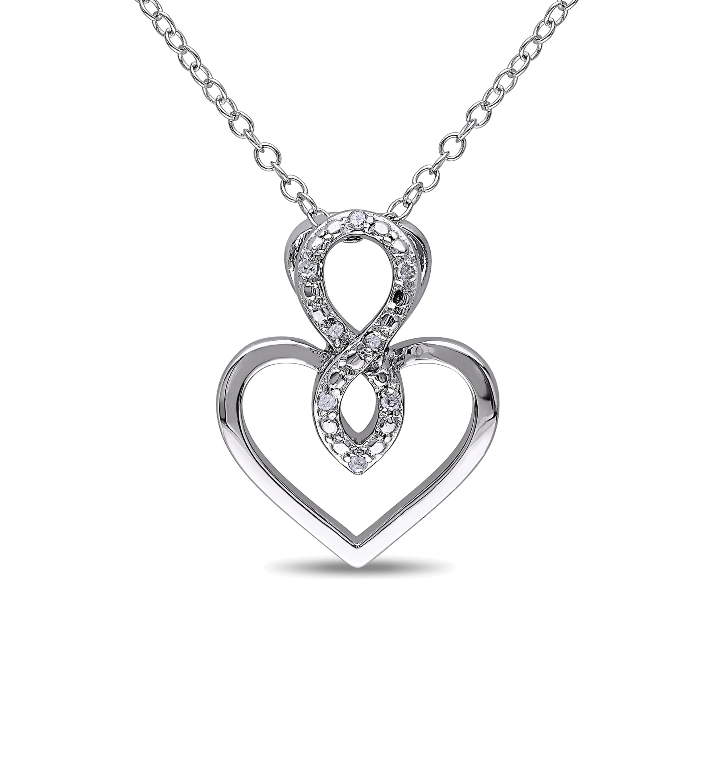 Diamond Accent Infinity Heart Pendant With Chain In Sterling Silver