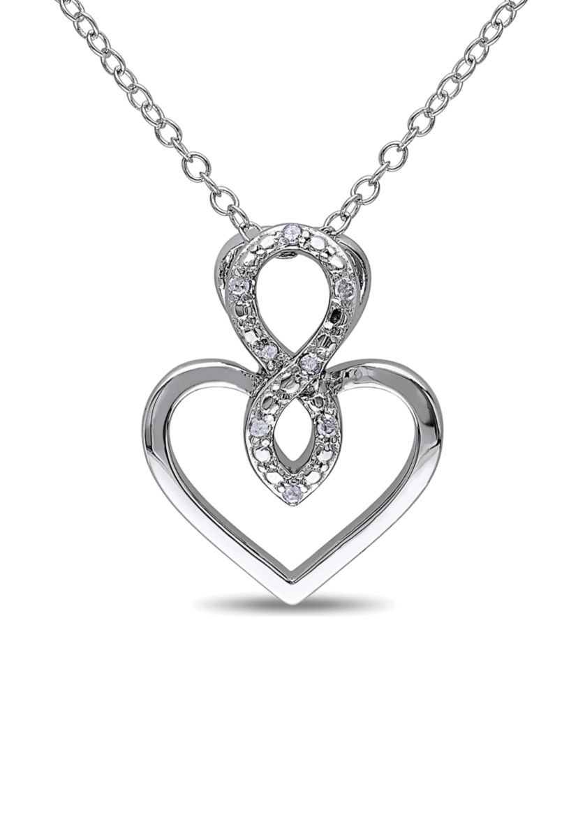 Diamond Accent Infinity Heart Pendant With Chain In Sterling Silver