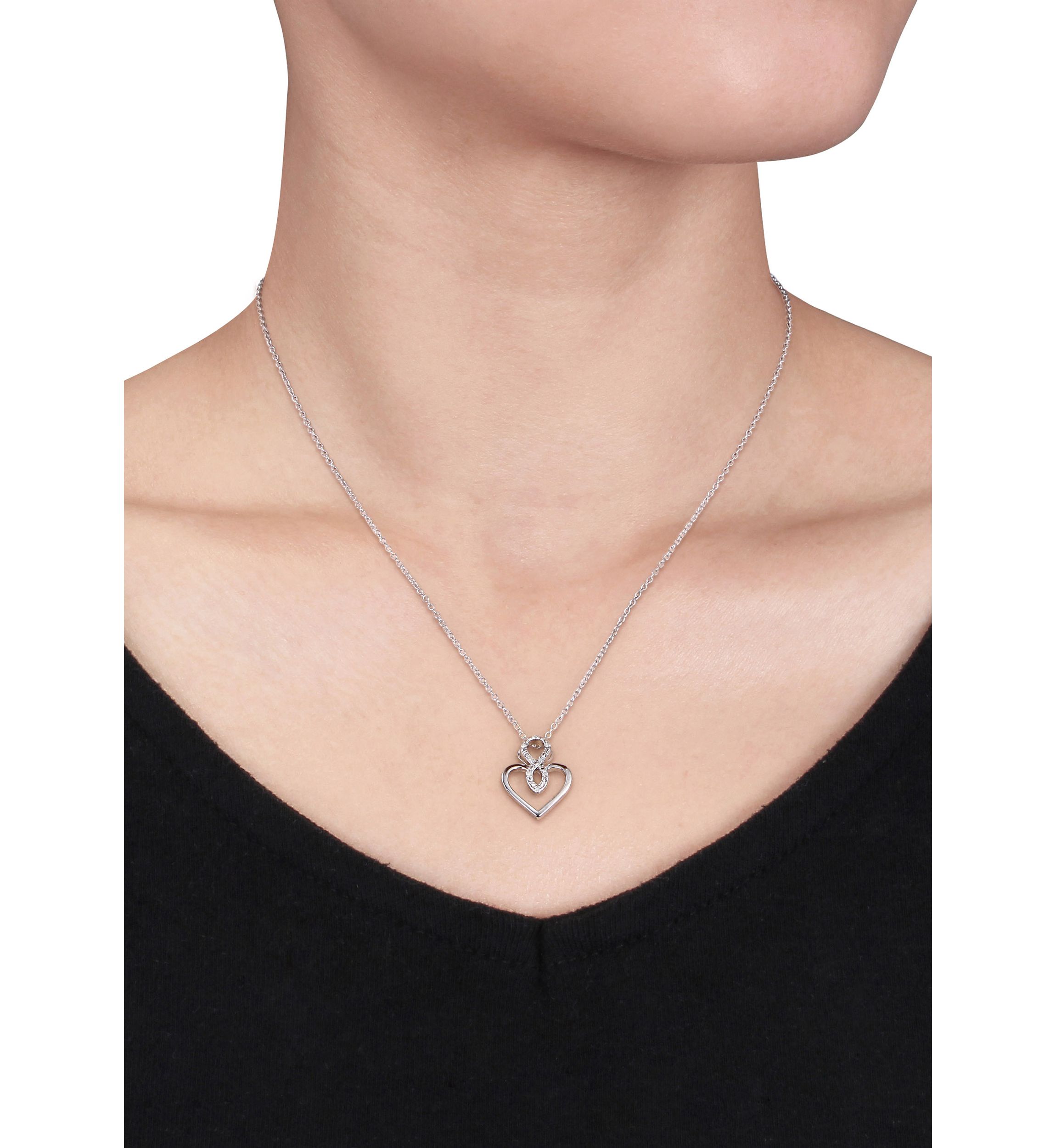Diamond Accent Infinity Heart Pendant With Chain In Sterling Silver