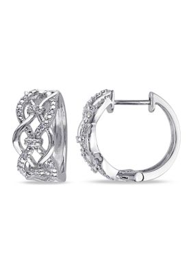 Belk & Co 1/10 Ct. T.w. Diamond Intertwined Hoop Earrings In Sterling Silver