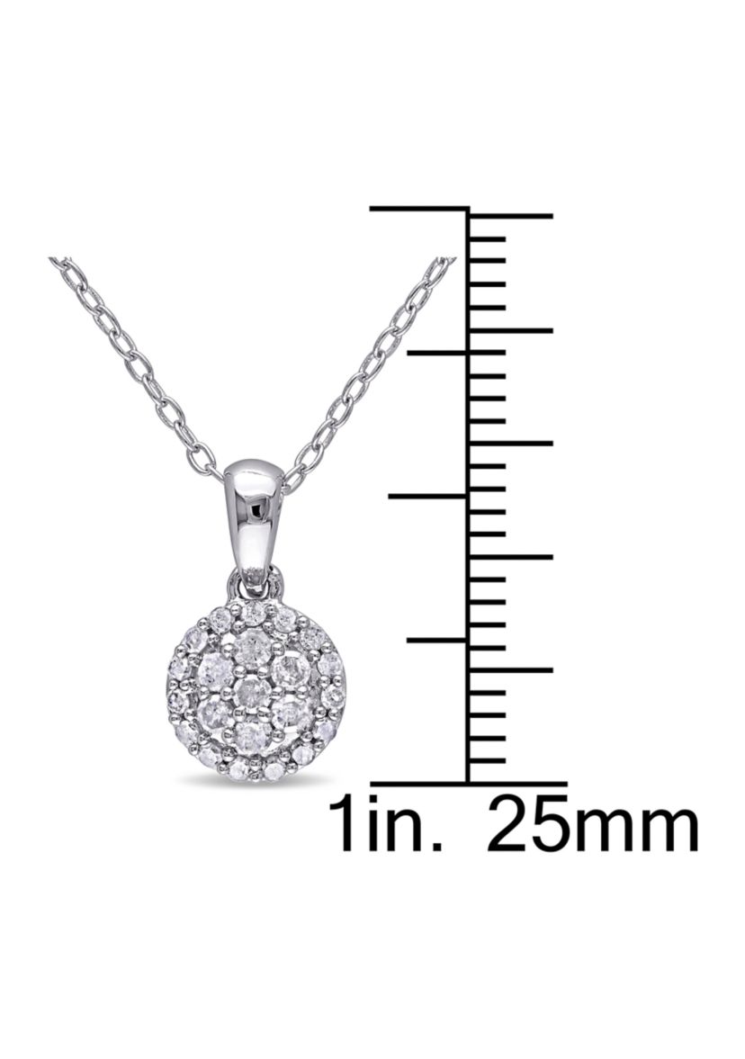 1/4 ct. t.w. Diamond Cluster Halo Pendant With Chain In Sterling Silver
