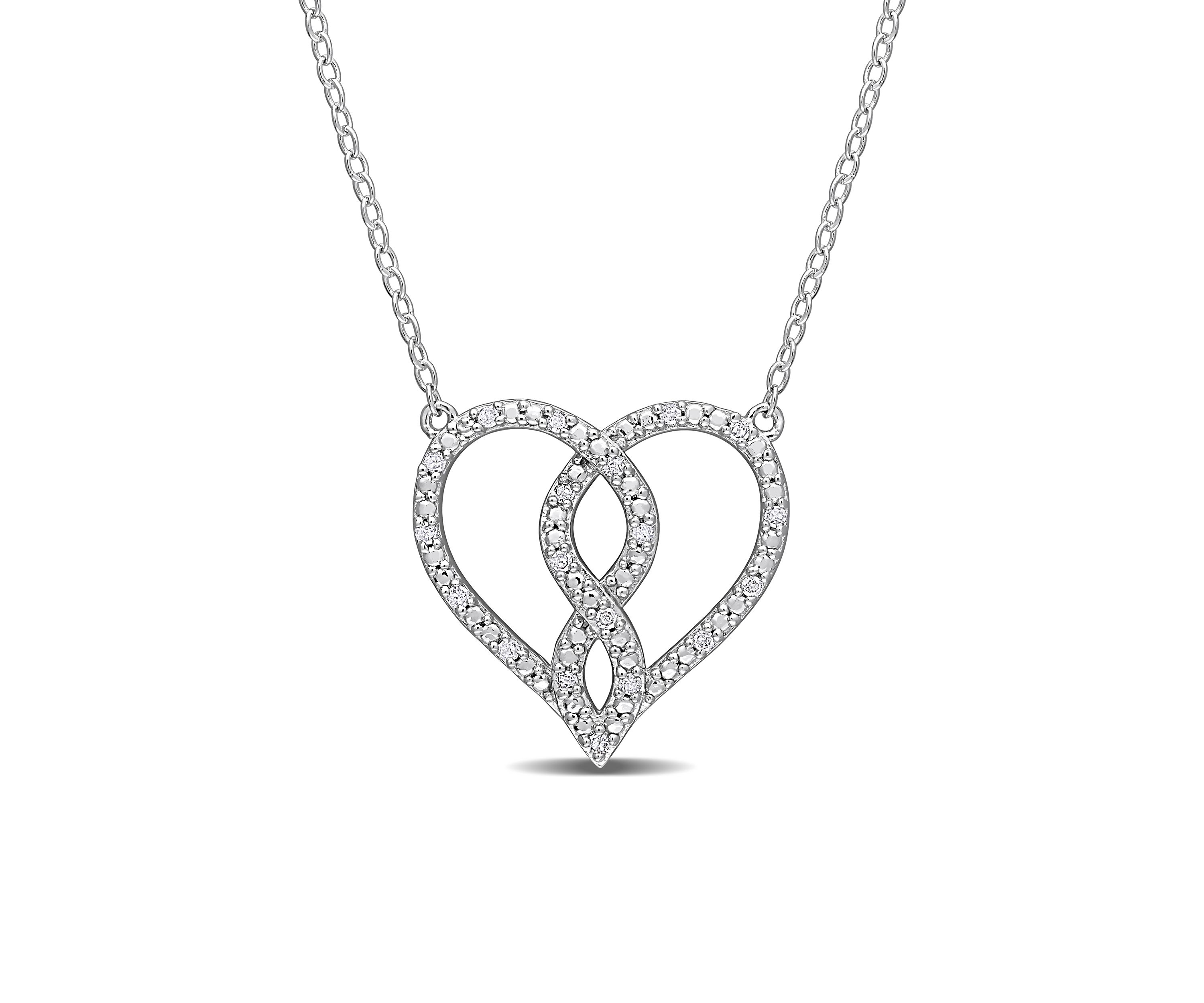1/10 ct. t.w. Diamond Infinity Heart Pendant with Chain in Sterling Silver
