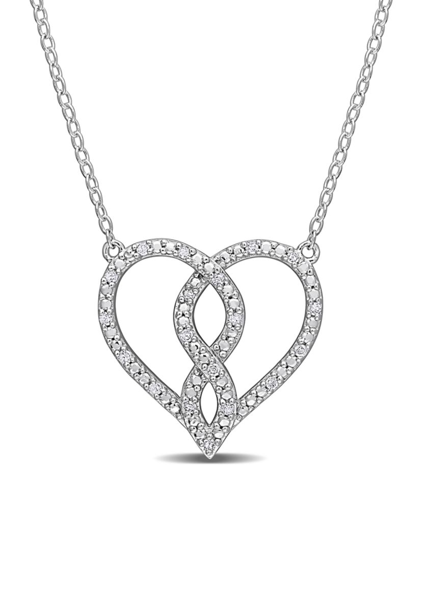 1/10 ct. t.w. Diamond Infinity Heart Pendant with Chain in Sterling Silver