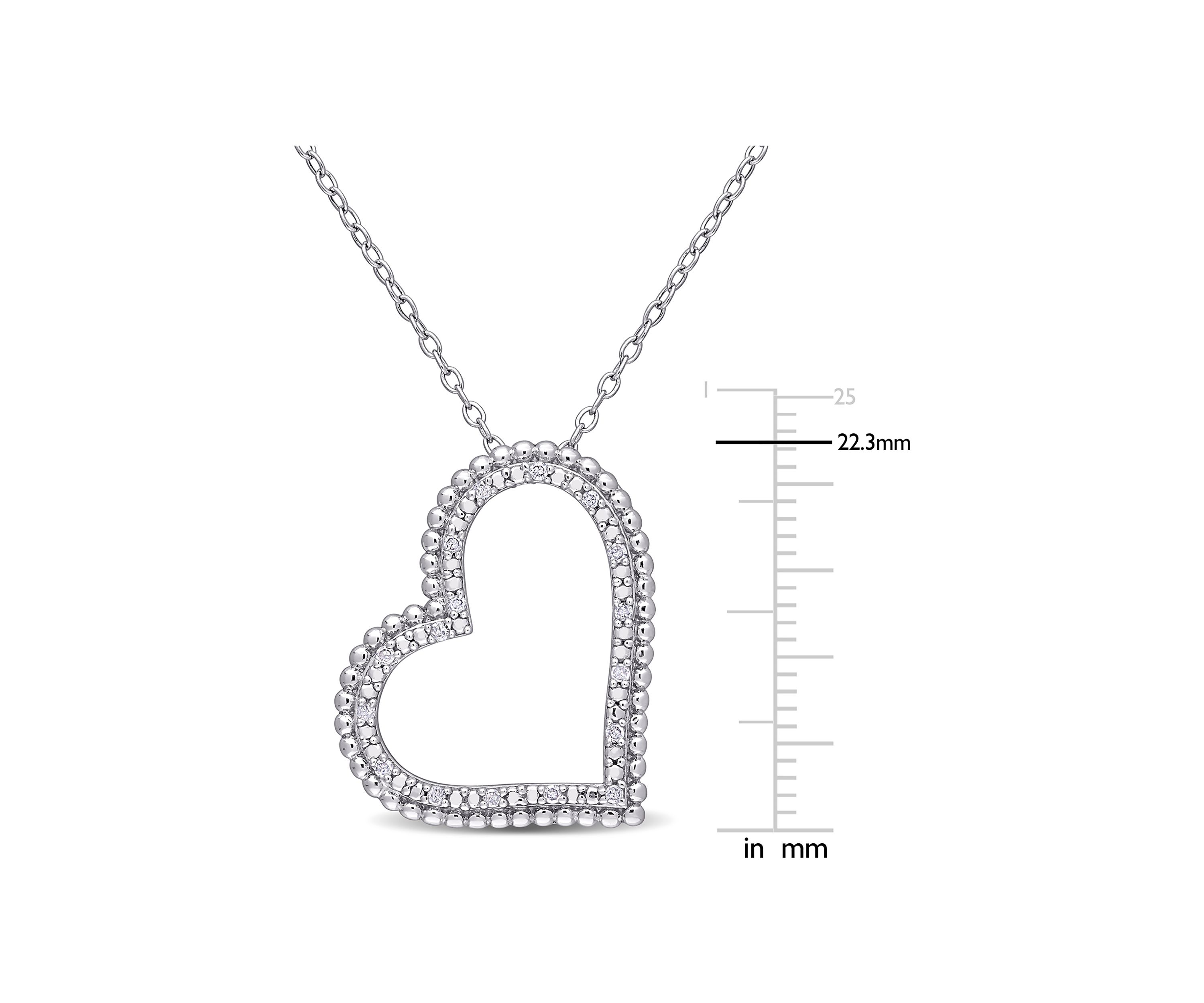 1/10 ct. t.w. Diamond Tilted Heart Pendant with Chain in Sterling Silver
