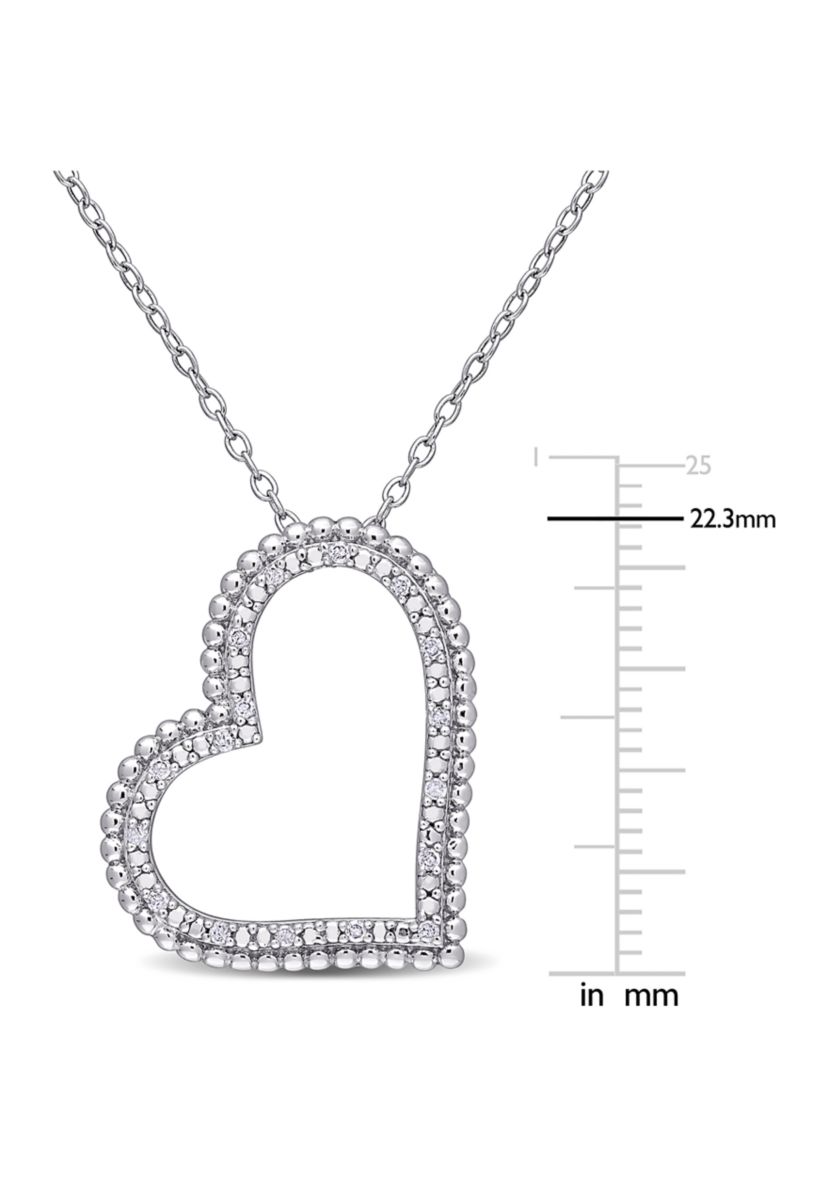 1/10 ct. t.w. Diamond Tilted Heart Pendant with Chain in Sterling Silver