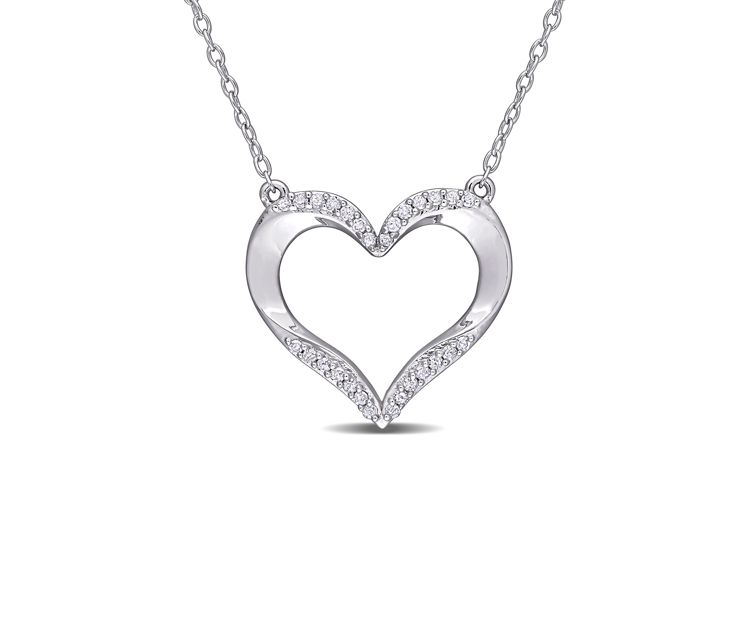 1/7 ct. t.w. Diamond Open Heart Necklace in Sterling Silver