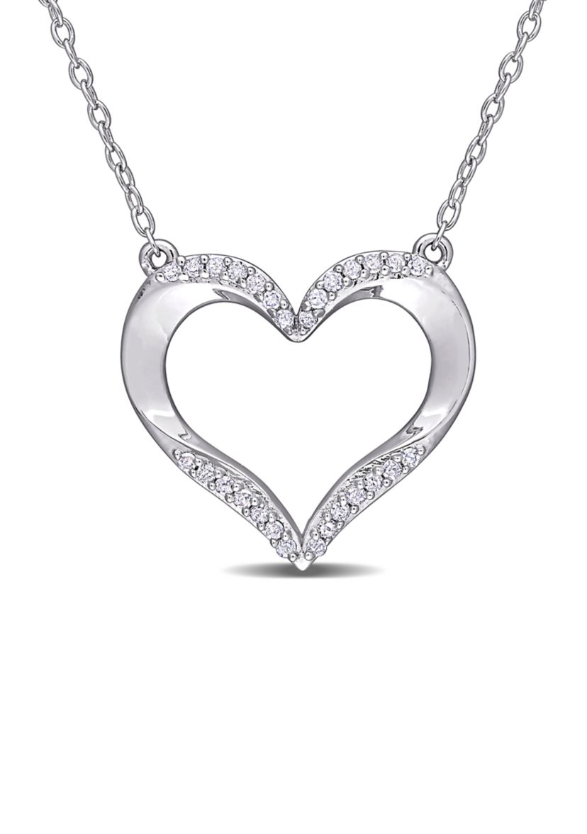 1/7 ct. t.w. Diamond Open Heart Necklace in Sterling Silver