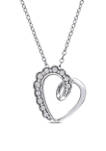 Diamond Accent Tilted Heart Pendant with Chain in Sterling Silver