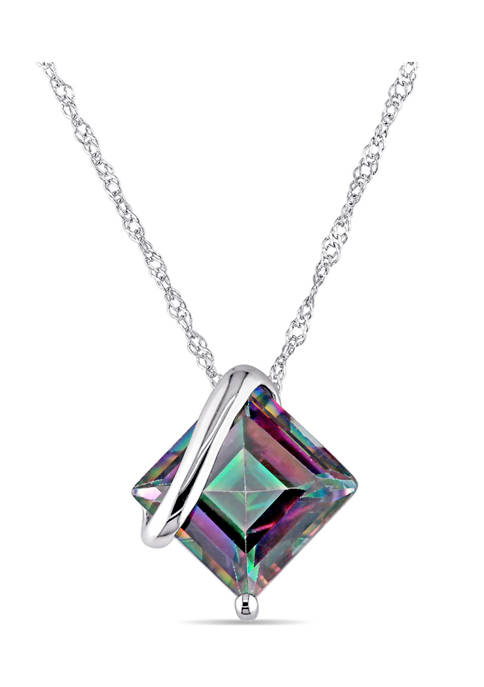 3 ct. t.w. Exotic Green Topaz Solitaire Pendant with Chain in 10k White Gold