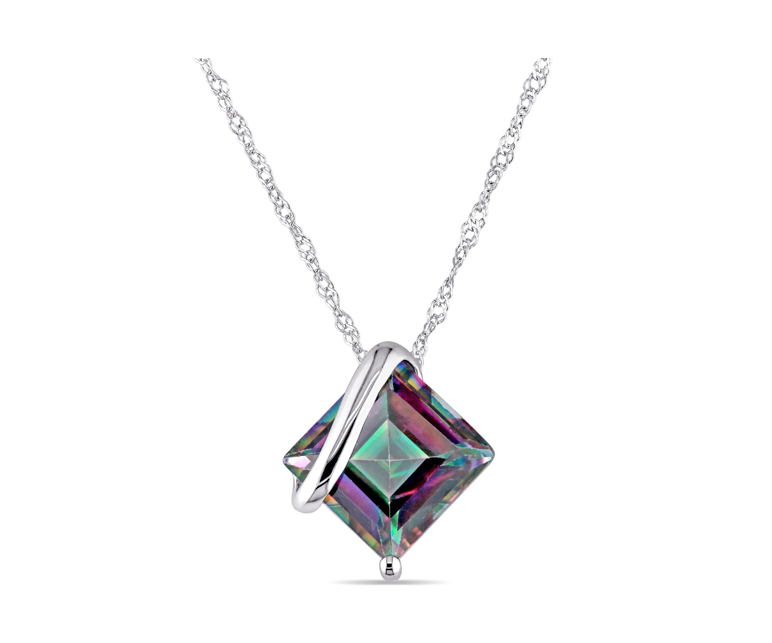 3 ct. t.w. Exotic Green Topaz Solitaire Pendant with Chain in 10k White Gold