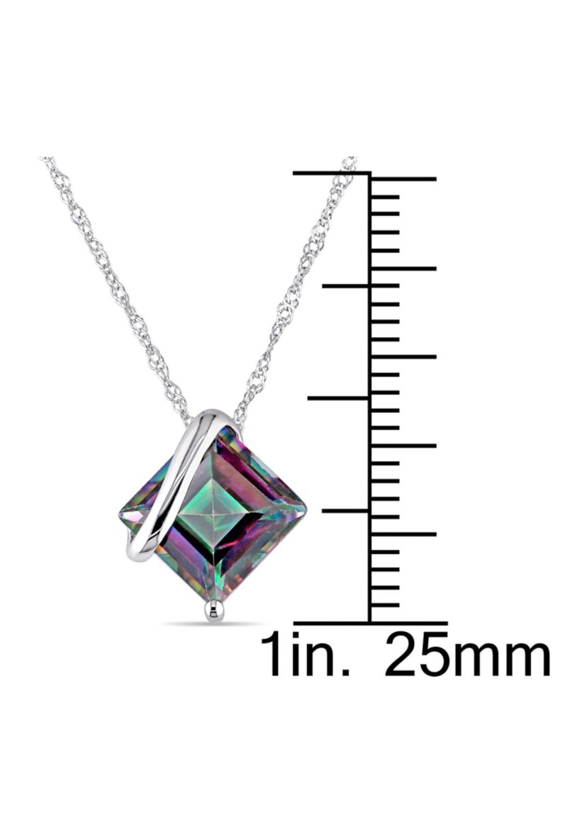 3 ct. t.w. Exotic Green Topaz Solitaire Pendant with Chain in 10k White Gold