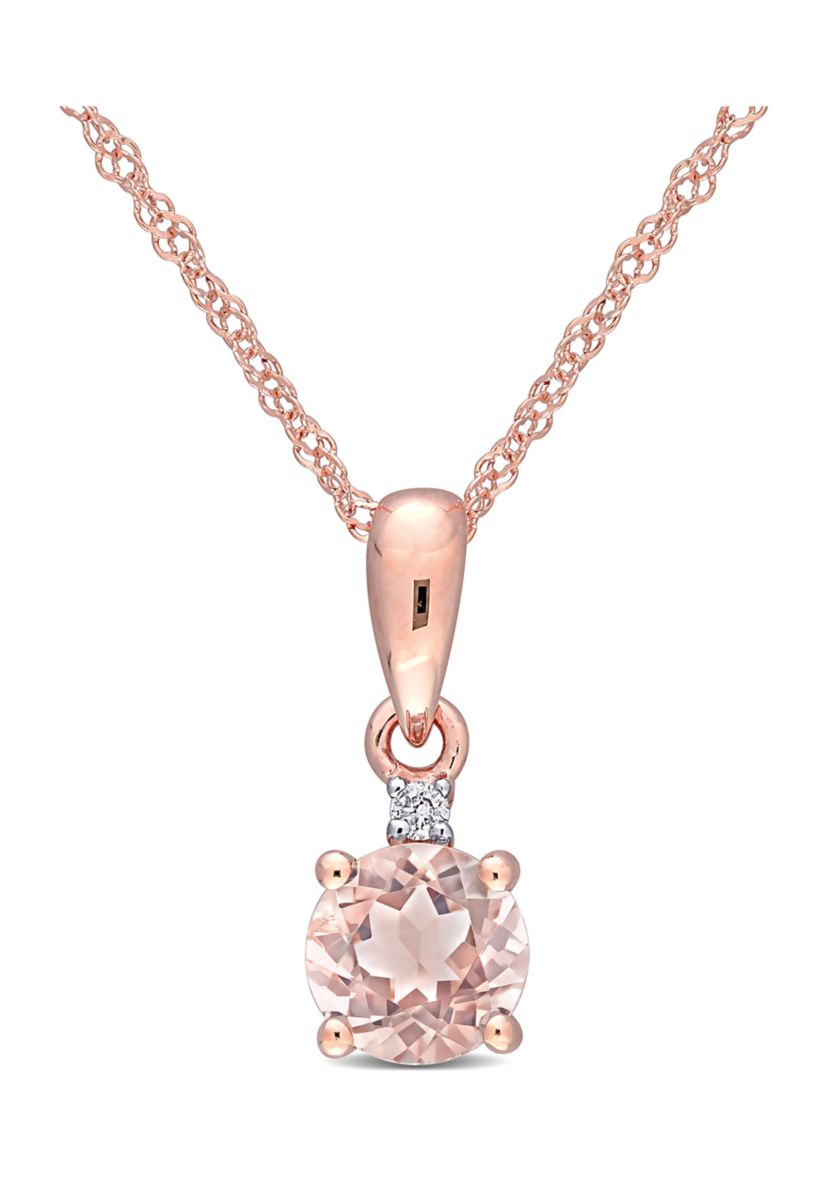 1/2 ct. t.w. Morganite and Diamond Pendant with Chain in 10k Rose Gold