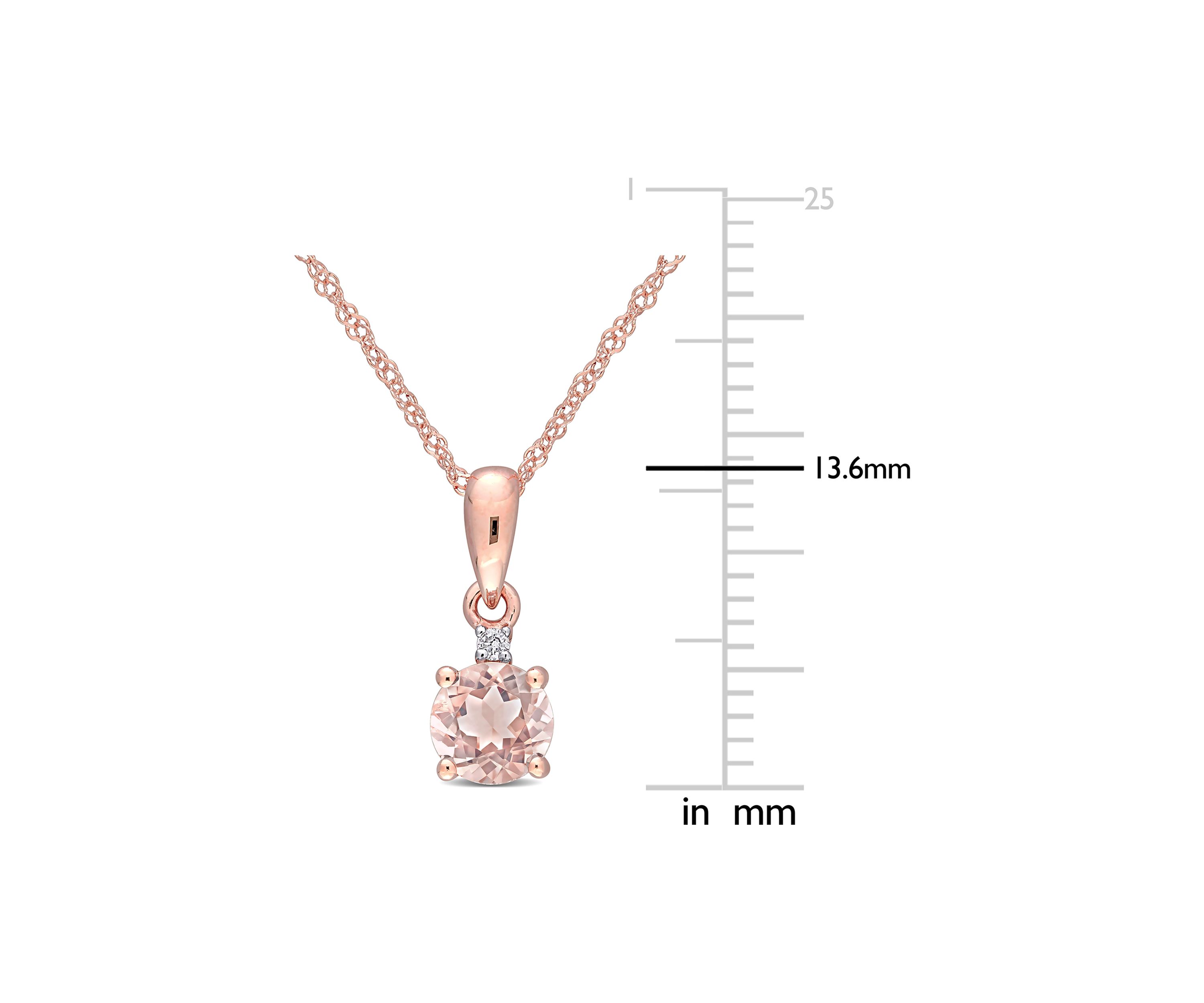 1/2 ct. t.w. Morganite and Diamond Pendant with Chain in 10k Rose Gold