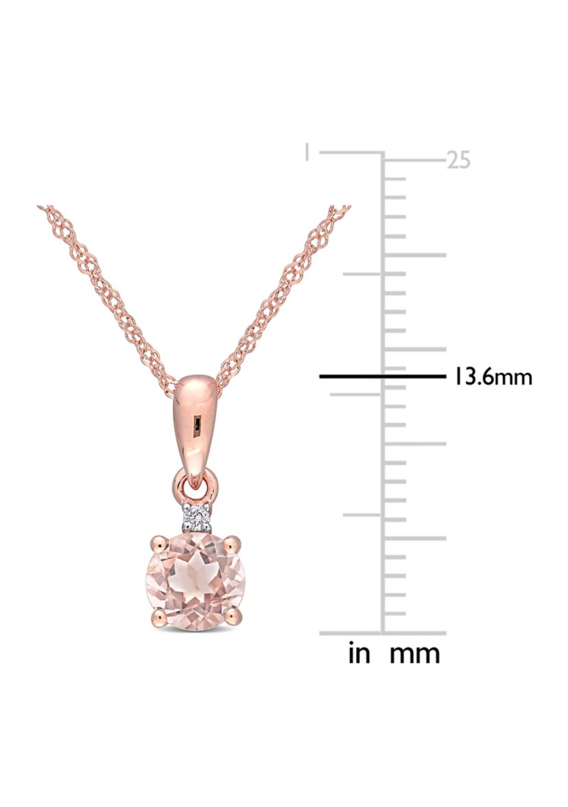 1/2 ct. t.w. Morganite and Diamond Pendant with Chain in 10k Rose Gold