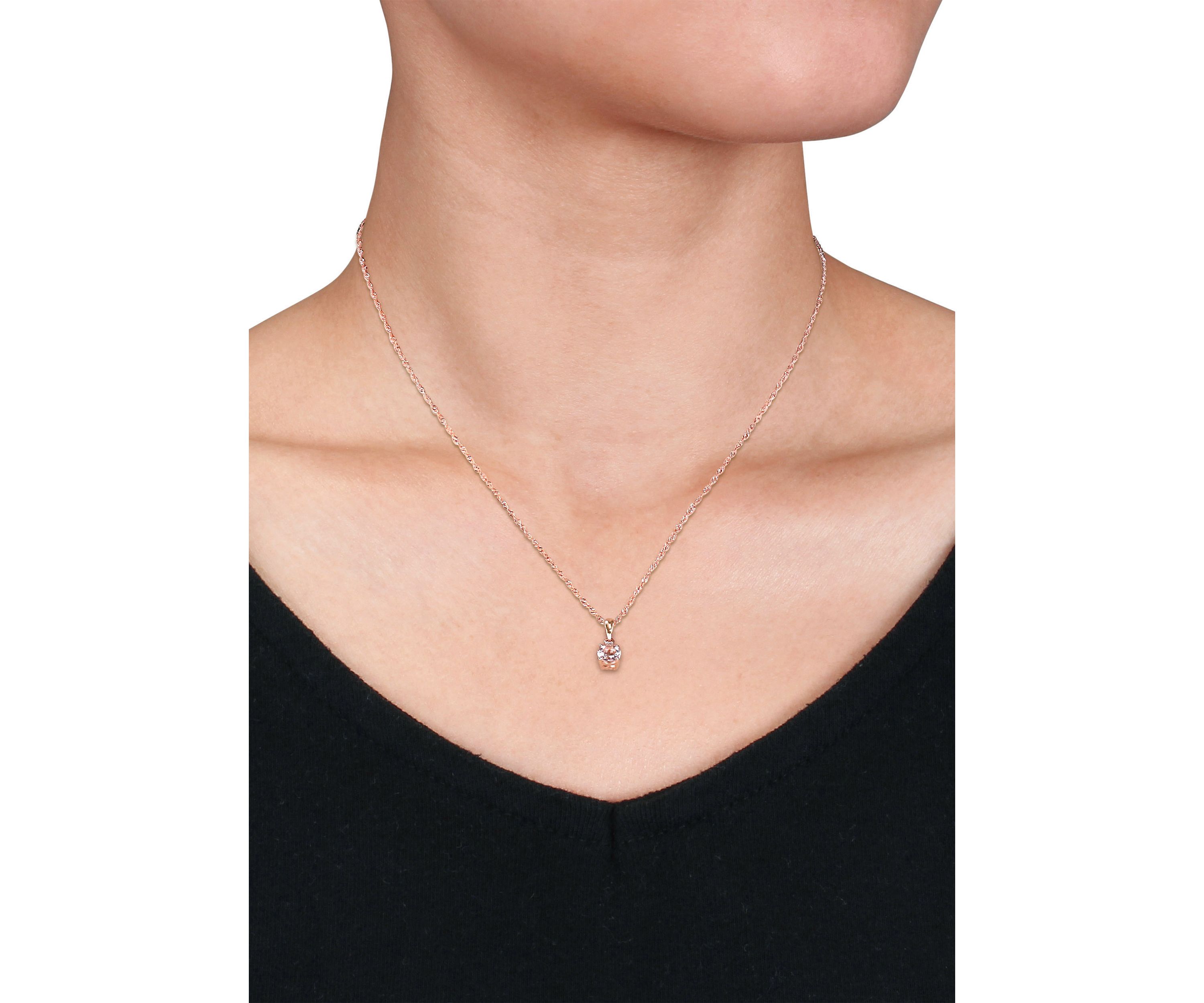 1/2 ct. t.w. Morganite and Diamond Pendant with Chain in 10k Rose Gold