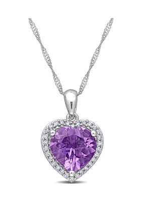 Belk & Co 2.4 Ct. T.w. Amethyst And 1/8 Ct. T.w. Diamond Heart Necklace In 10K White Gold