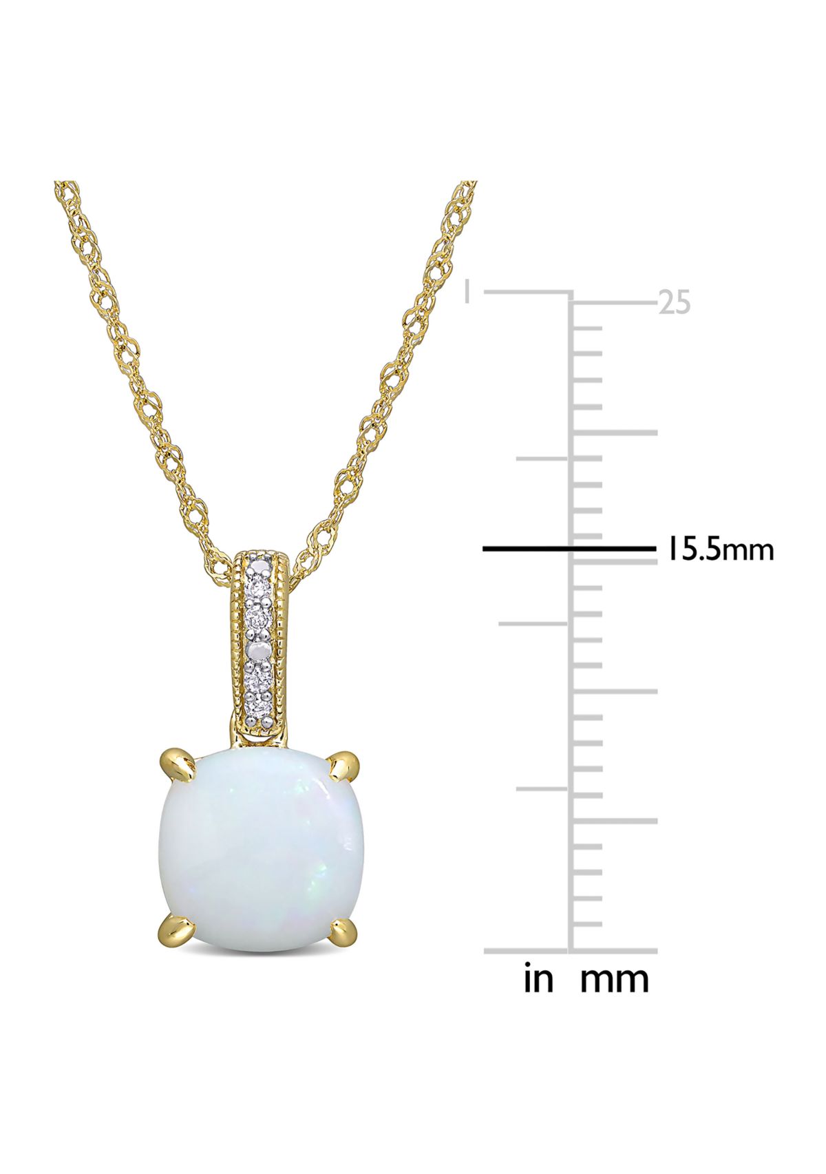 1.33 ct. t.w. Opal and Diamond Accent Pendant with Chain in 10k Yellow Gold