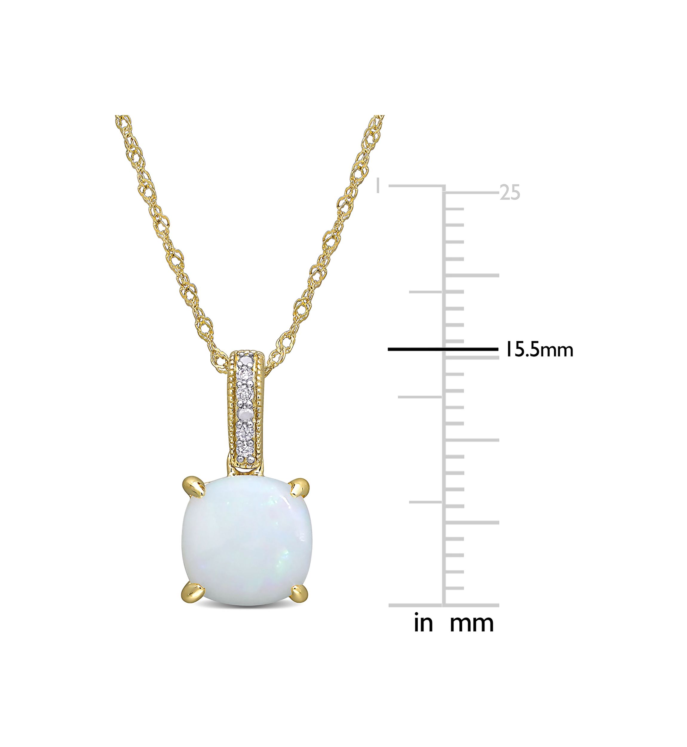 1.33 ct. t.w. Opal and Diamond Accent Pendant with Chain in 10k Yellow Gold