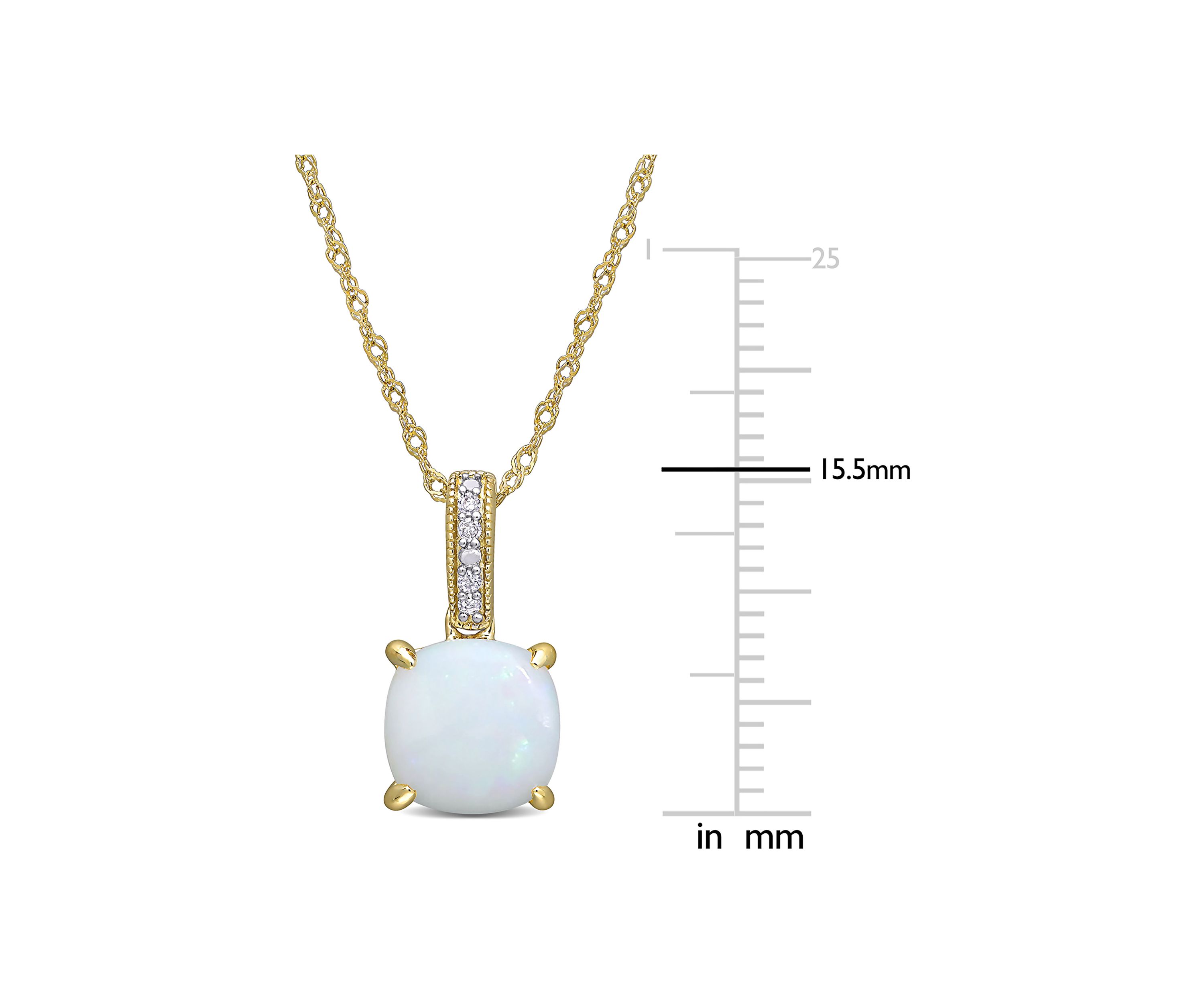 1.33 ct. t.w. Opal and Diamond Accent Pendant with Chain in 10k Yellow Gold
