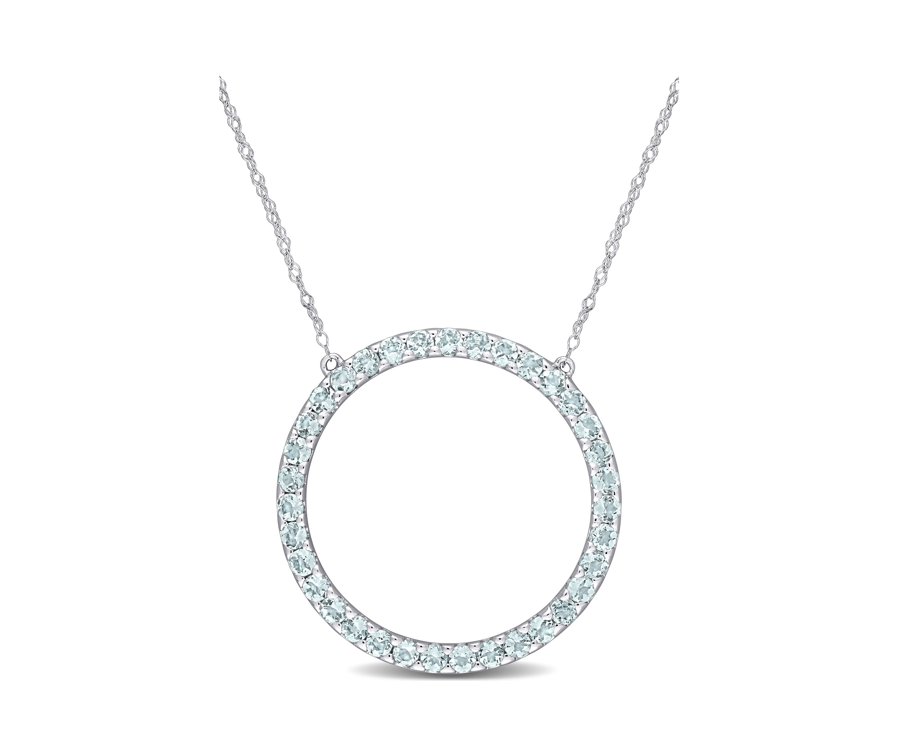 1 ct. t.w. Aquamarine Circle of Life Pendant with Chain in 10k White Gold
