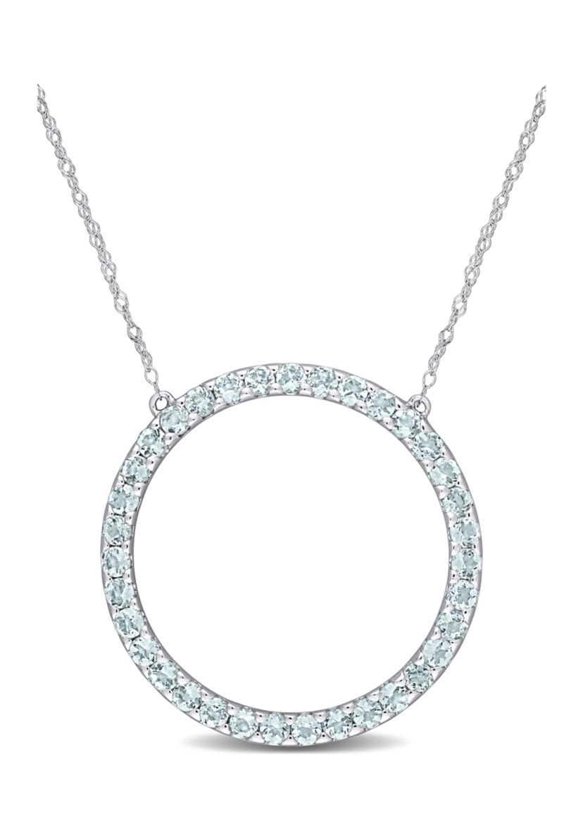 1 ct. t.w. Aquamarine Circle of Life Pendant with Chain in 10k White Gold