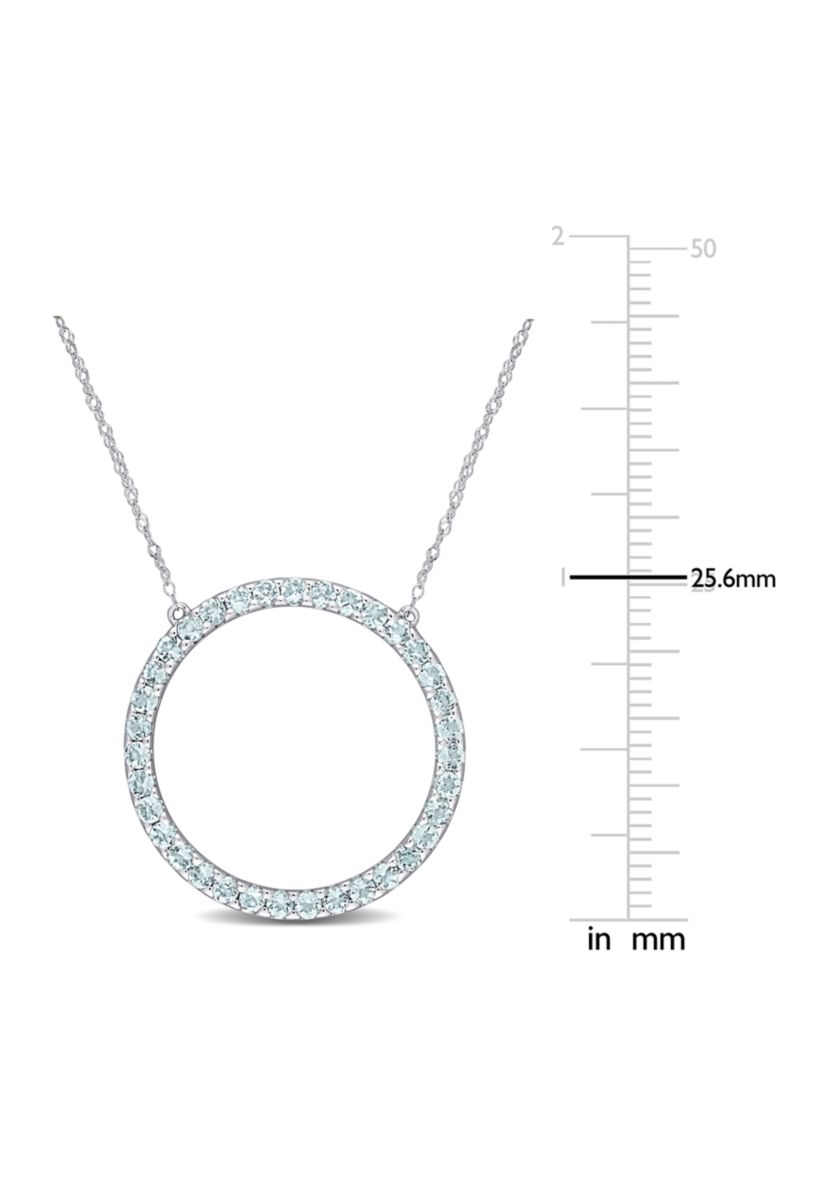 1 ct. t.w. Aquamarine Circle of Life Pendant with Chain in 10k White Gold