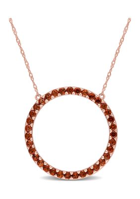 Belk & Co 1.37 Ct. T.w. Garnet Circle Of Life Pendant With Chain In 10K Rose Gold