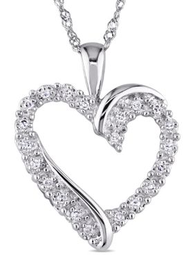 Belk & Co 1/10 Ct. T.w. Diamond Heart Pendant With Chain In 10K White Gold